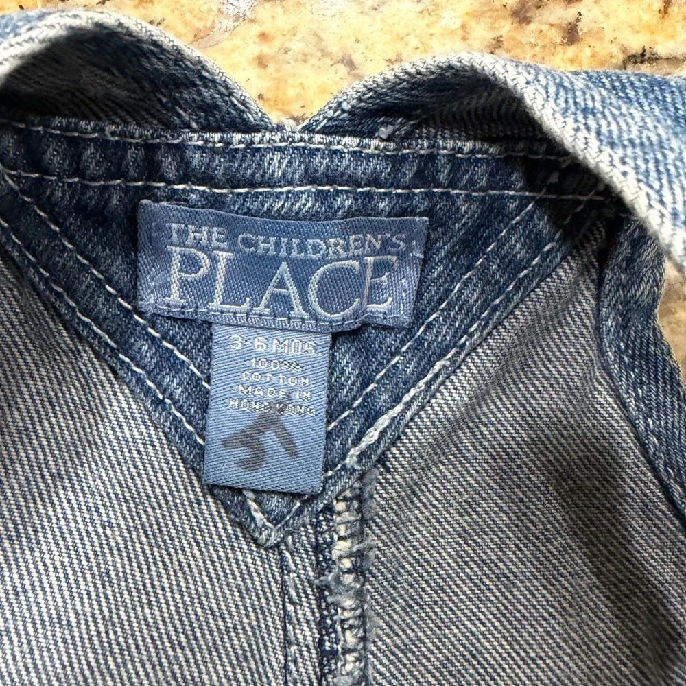 Vintage The Childrens Place Gear Denim Shortalls Medium Wash Blue 3-6 Months